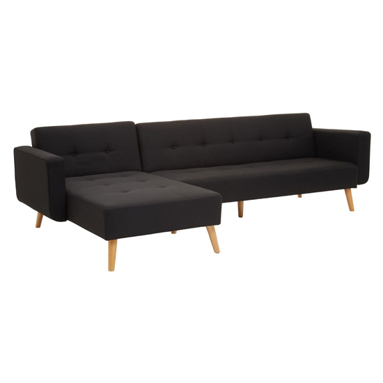 Hansa Large Velvet Corner Sofa In Black