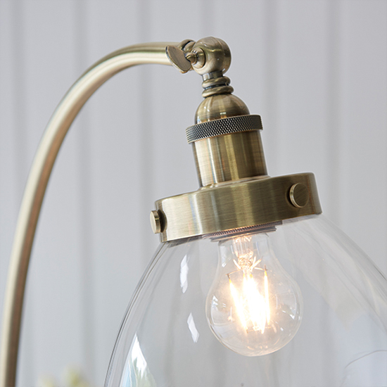 Hansen Clear Glass Shade Task Floor Lamp In Antique Brass_5