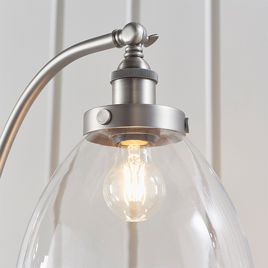 Hansen Clear Glass Shade Task Floor Lamp In Brushed Silver