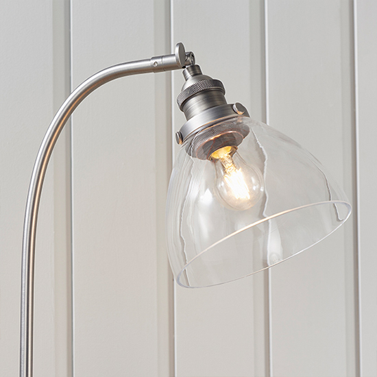 Hansen Clear Glass Shade Task Table Lamp In Brushed Silver