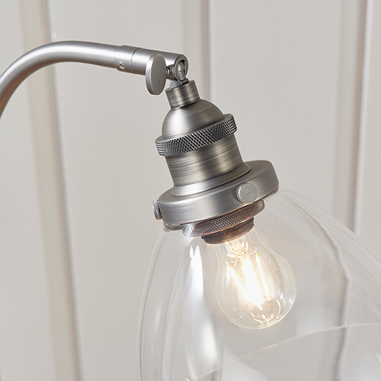 Hansen Clear Glass Shade Task Table Lamp In Brushed Silver