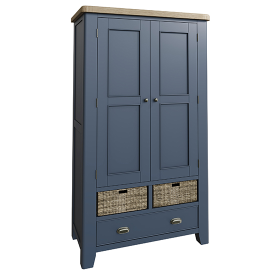 Product photograph of Hants Wooden 2 Doors And 1 Drawer Storage Cabinet In Blue from Furniture in Fashion