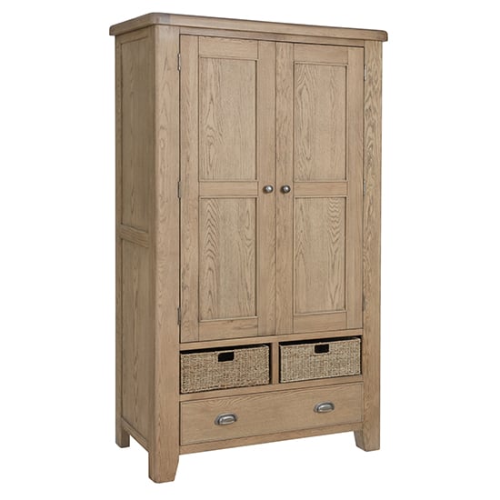 Hants Wooden 2 Doors And 1 Drawer Storage Cabinet In Smoked Oak