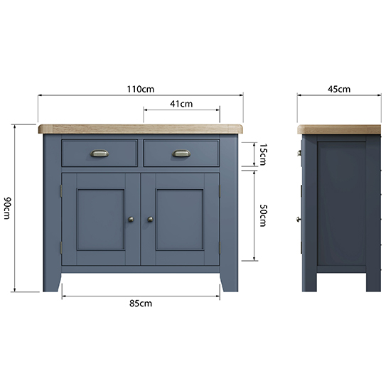 Hants Wooden 2 Doors And 2 Drawers Sideboard In Blue_6