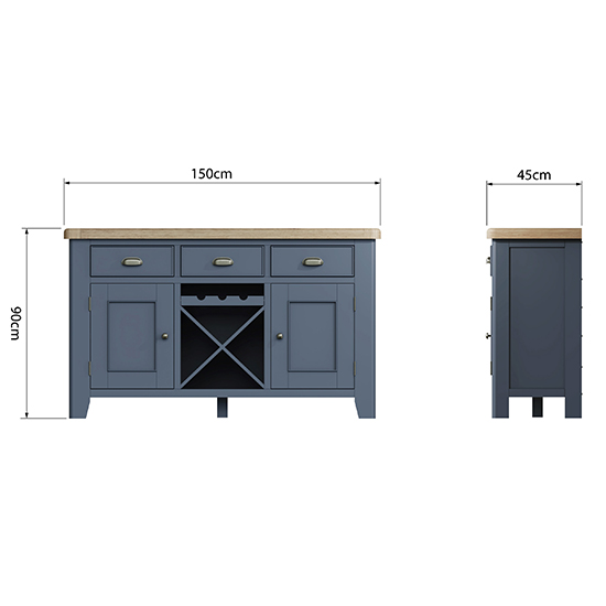Hants Wooden 2 Doors And 3 Drawers Sideboard In Blue_6