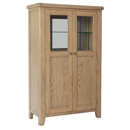 Product photograph of Hants Wooden 2 Doors Drinks Cabinet In Smoked Oak from Furniture in Fashion