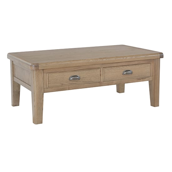 Product photograph of Hants Wooden 2 Drawers Coffee Table In Smoked Oak from Furniture in Fashion