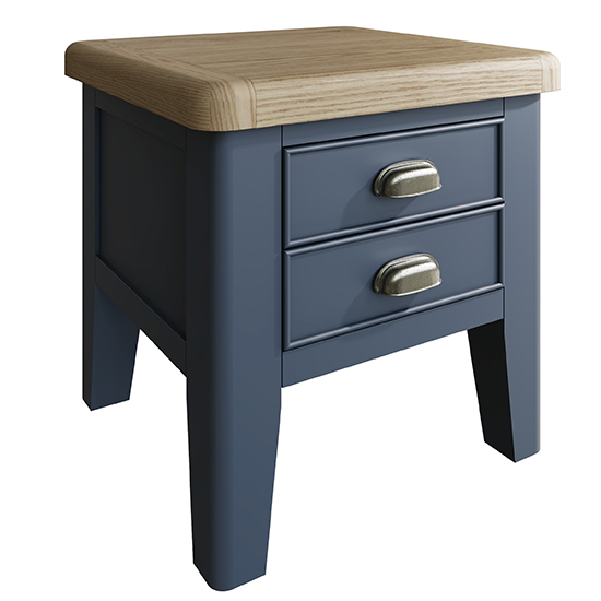 Product photograph of Hants Wooden 2 Drawers Lamp Table In Blue from Furniture in Fashion