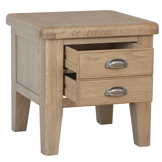 Hants Wooden 2 Drawers Lamp Table In Smoked Oak_2