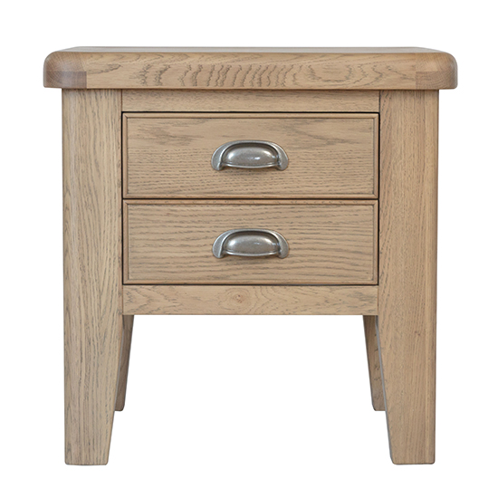 Hants Wooden 2 Drawers Lamp Table In Smoked Oak_3