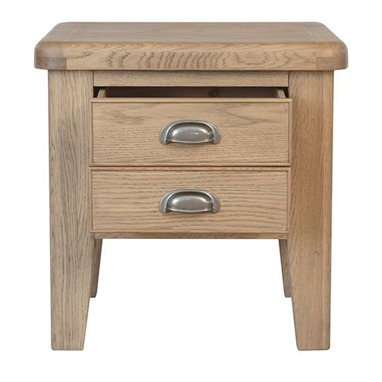 Hants Wooden 2 Drawers Lamp Table In Smoked Oak_4