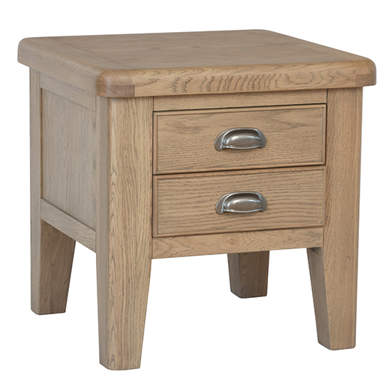 Photo of Hants wooden 2 drawers lamp table in smoked oak