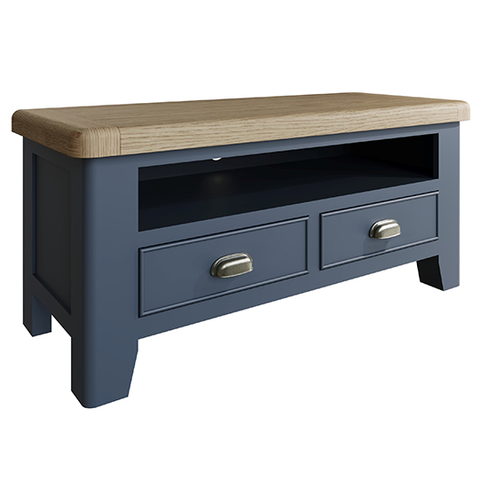 Hants Wooden 2 Drawers And Shelf TV Stand In Blue_2