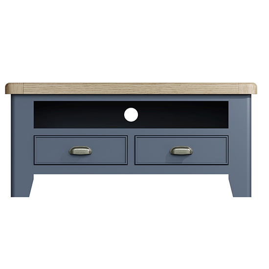 Hants Wooden 2 Drawers And Shelf TV Stand In Blue_4