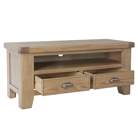 Hants Wooden 2 Drawers TV Stand In Smoked Oak_2