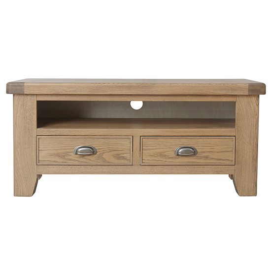 Hants Wooden 2 Drawers TV Stand In Smoked Oak_3