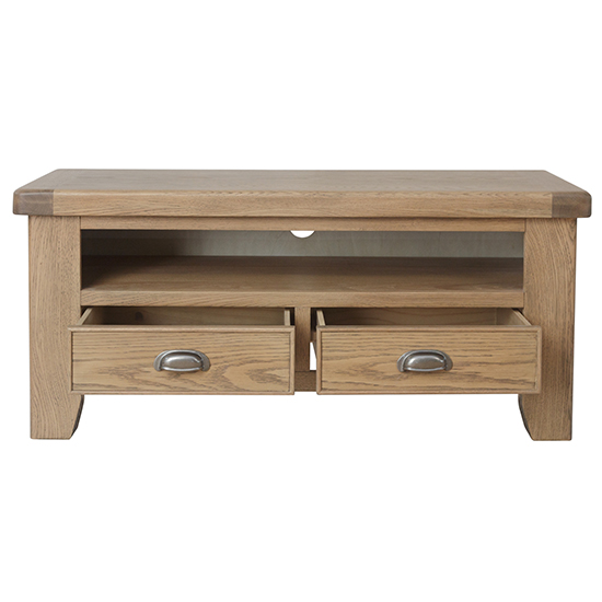 Hants Wooden 2 Drawers TV Stand In Smoked Oak_4