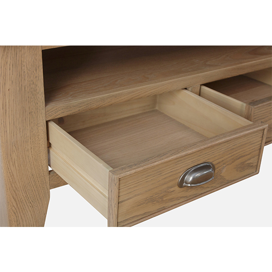 Hants Wooden 2 Drawers TV Stand In Smoked Oak_5