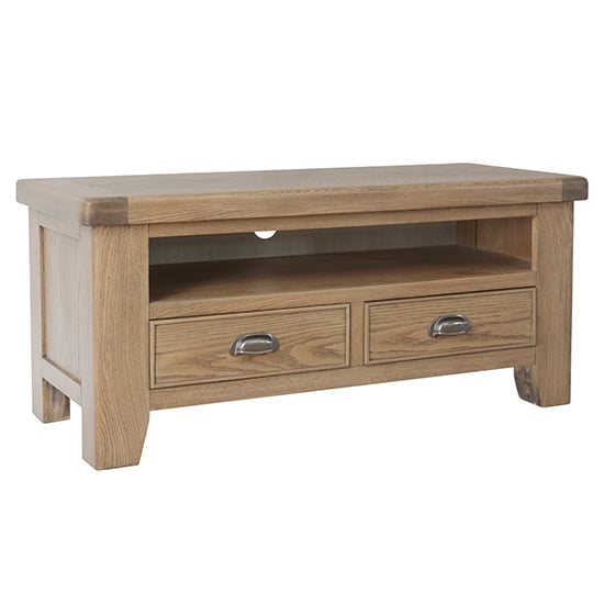 Hants Wooden 2 Drawers TV Stand In Smoked Oak_1