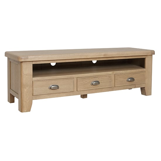 Photo of Hants wooden 3 drawers tv stand in smoked oak