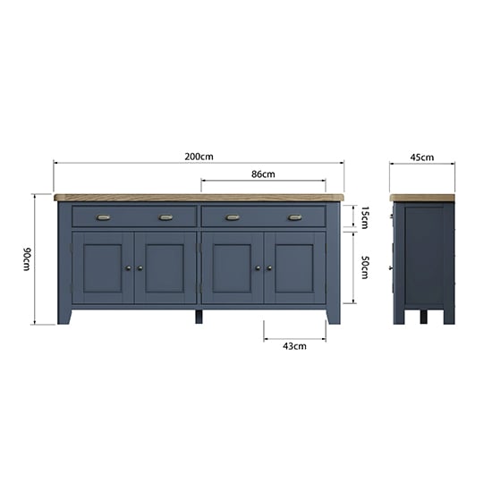 Hants Wooden 4 Doors And 2 Drawers Sideboard In Blue_6