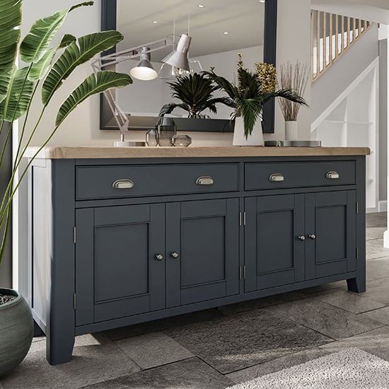 Hants Wooden 4 Doors And 2 Drawers Sideboard In Blue