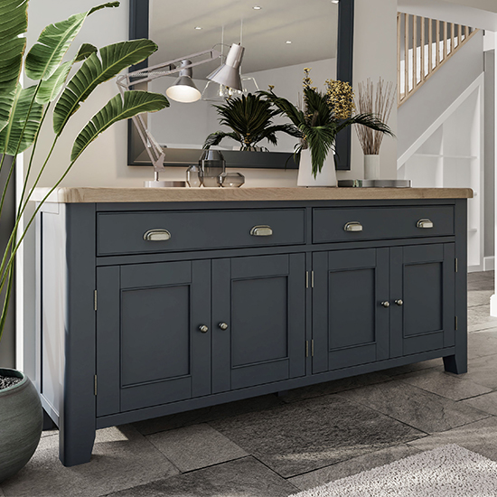 Hants Wooden 4 Doors And 2 Drawers Sideboard In Blue thumbnail