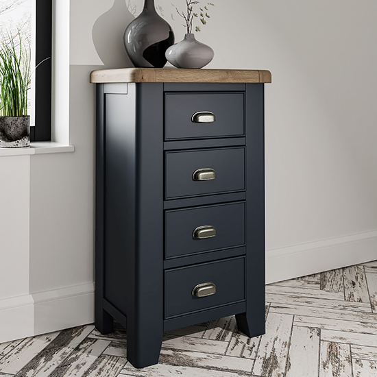 Hants Wooden Chest Of 4 Drawers In Blue thumbnail