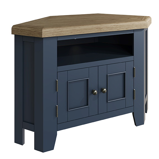 Hants Corner Wooden 2 Doors And Shelf TV Stand In Blue_2