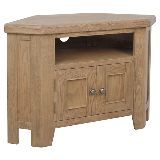 Photo of Hants corner wooden 2 doors tv stand in smoked oak