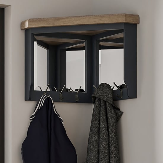 Hants Corner Wooden Hallway Coat Rack And Mirror In Blue