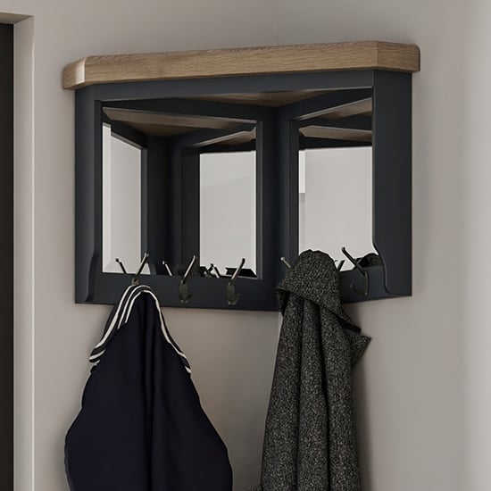 Hants Corner Wooden Hallway Coat Rack And Mirror In Blue Furniture in