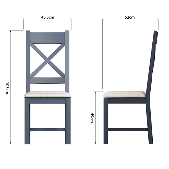 Hants Cross Back Dining Chair In Blue With Natural Seat_5