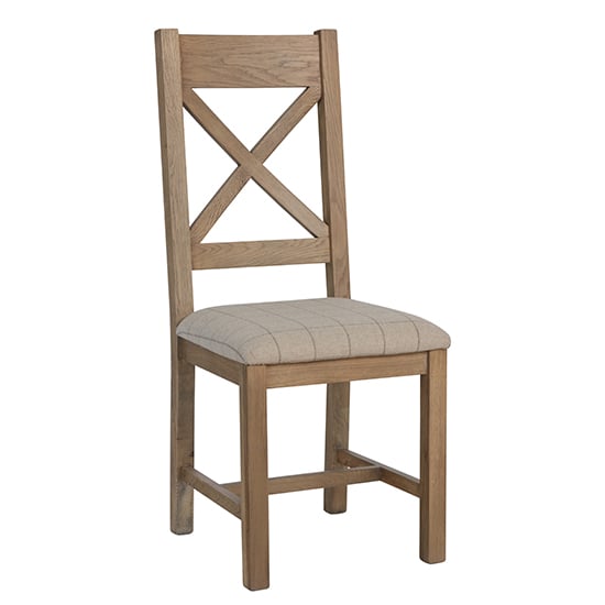 Product photograph of Hants Cross Back Dining Chair In Smoked Oak With Natural Seat from Furniture in Fashion