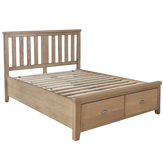 Hants Wooden Double Bed With Drawers In Smoked Oak Furniture in Fashion