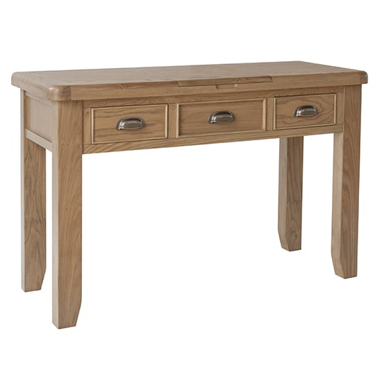 Product photograph of Hants Wooden Dressing Table With Mirrror In Smoked Oak from Furniture in Fashion