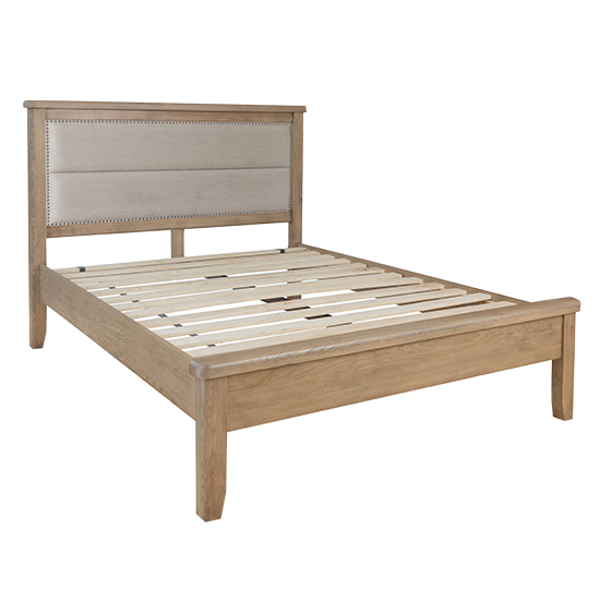 Hants Fabric Headboard Low End Double Bed In Smoked Oak FiF
