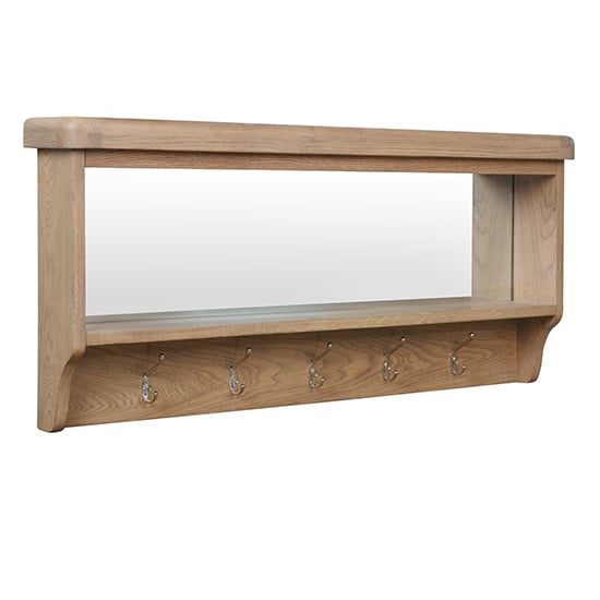 Hants Wooden Hallway Coat Rack With Mirror In Smoked Oak Furniture in Fashion