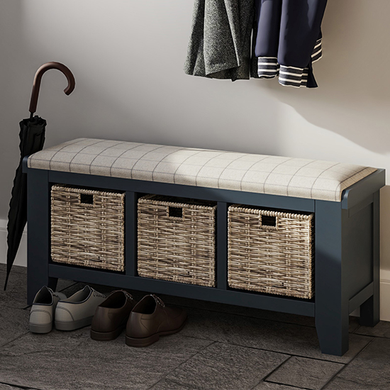 Hants wooden hallway seating bench in blue £319.95 gofurniture.co.uk