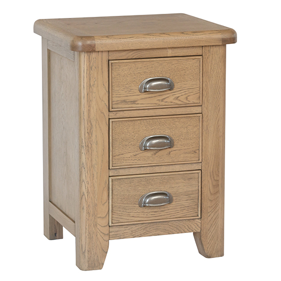 Product photograph of Hants Large Wooden 3 Drawers Bedside Cabinet In Smoked Oak from Furniture in Fashion