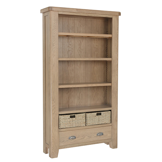 Product photograph of Hants Large Wooden Bookcase In Smoked Oak from Furniture in Fashion