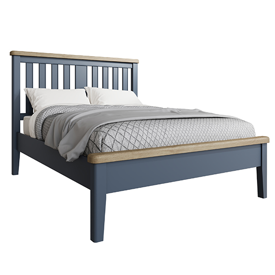 Hants Wooden Low End Super King Size Bed In Blue_1
