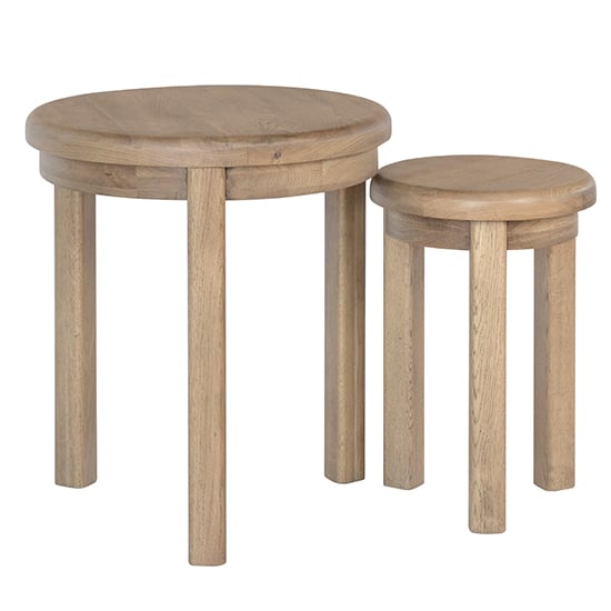 Hants Round Wooden Nest Of 2 Tables In Smoked Oak_2