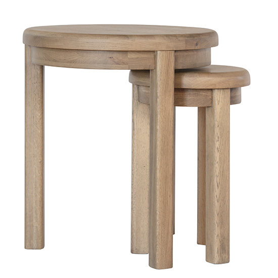Hants Round Wooden Nest Of 2 Tables In Smoked Oak_3