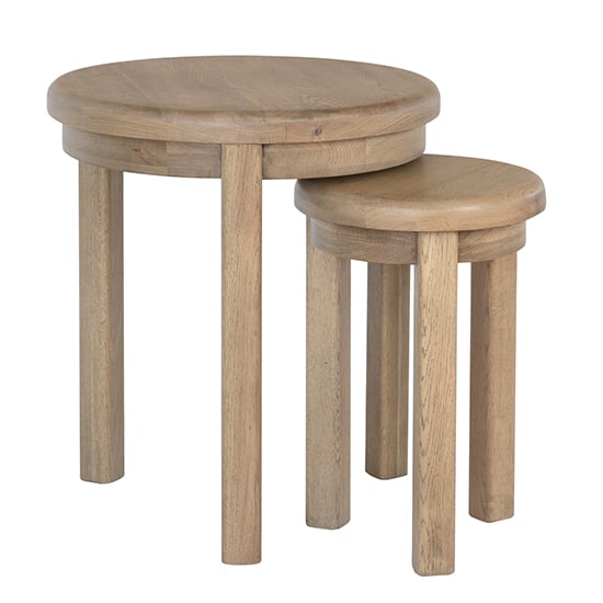 Hants Round Wooden Nest Of 2 Tables In Smoked Oak