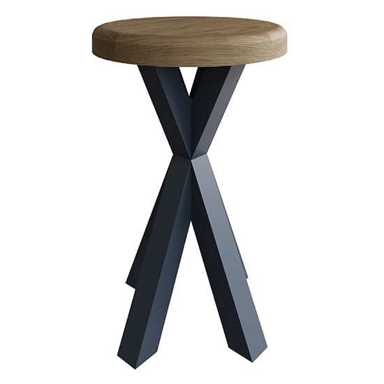 Hants Round Wooden Side Table In Blue_2