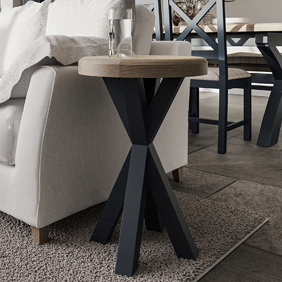 Read more about Hants round wooden side table in blue