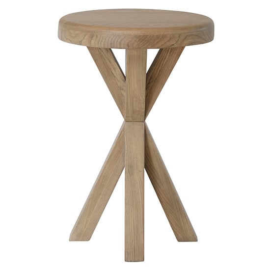 Hants Round Wooden Side Table In Smoked Oak_3