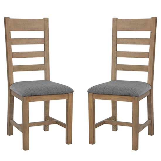 Hants Smoked Oak Dining Chair With Grey Seat In Pair