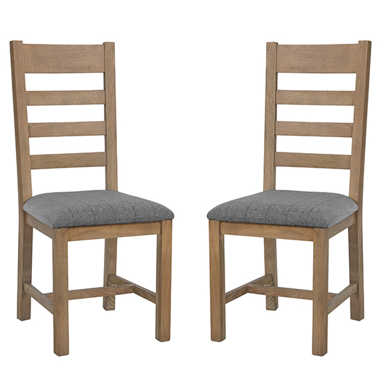 Read more about Hants smoked oak dining chair with grey seat in pair